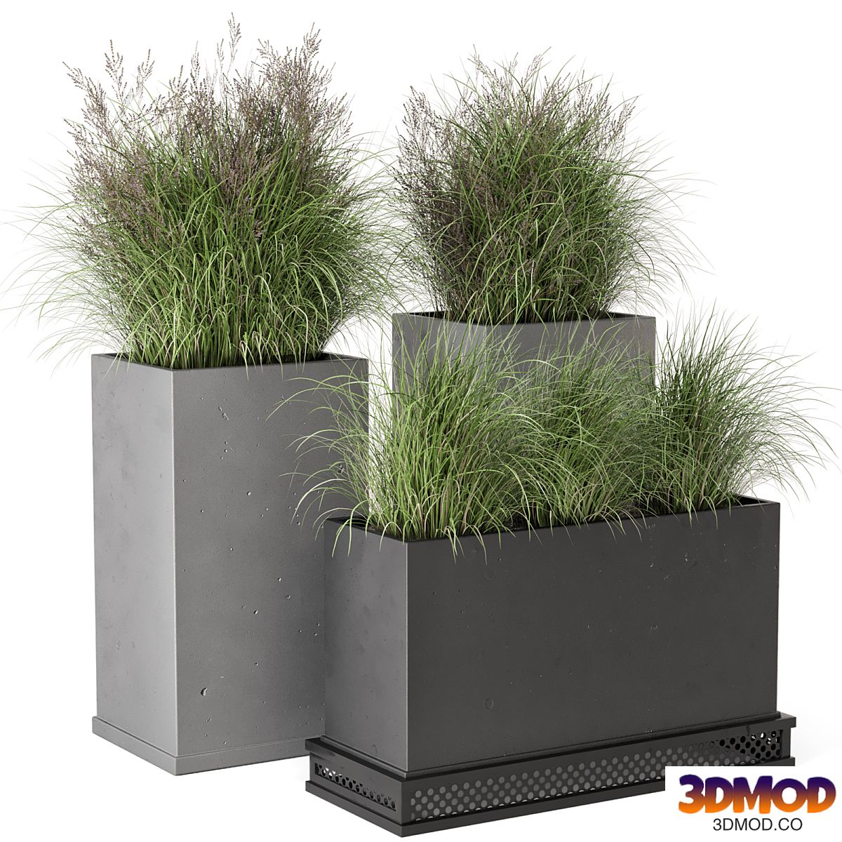Outdoor Plants Bush in rusty Concrete Pot - Set 665