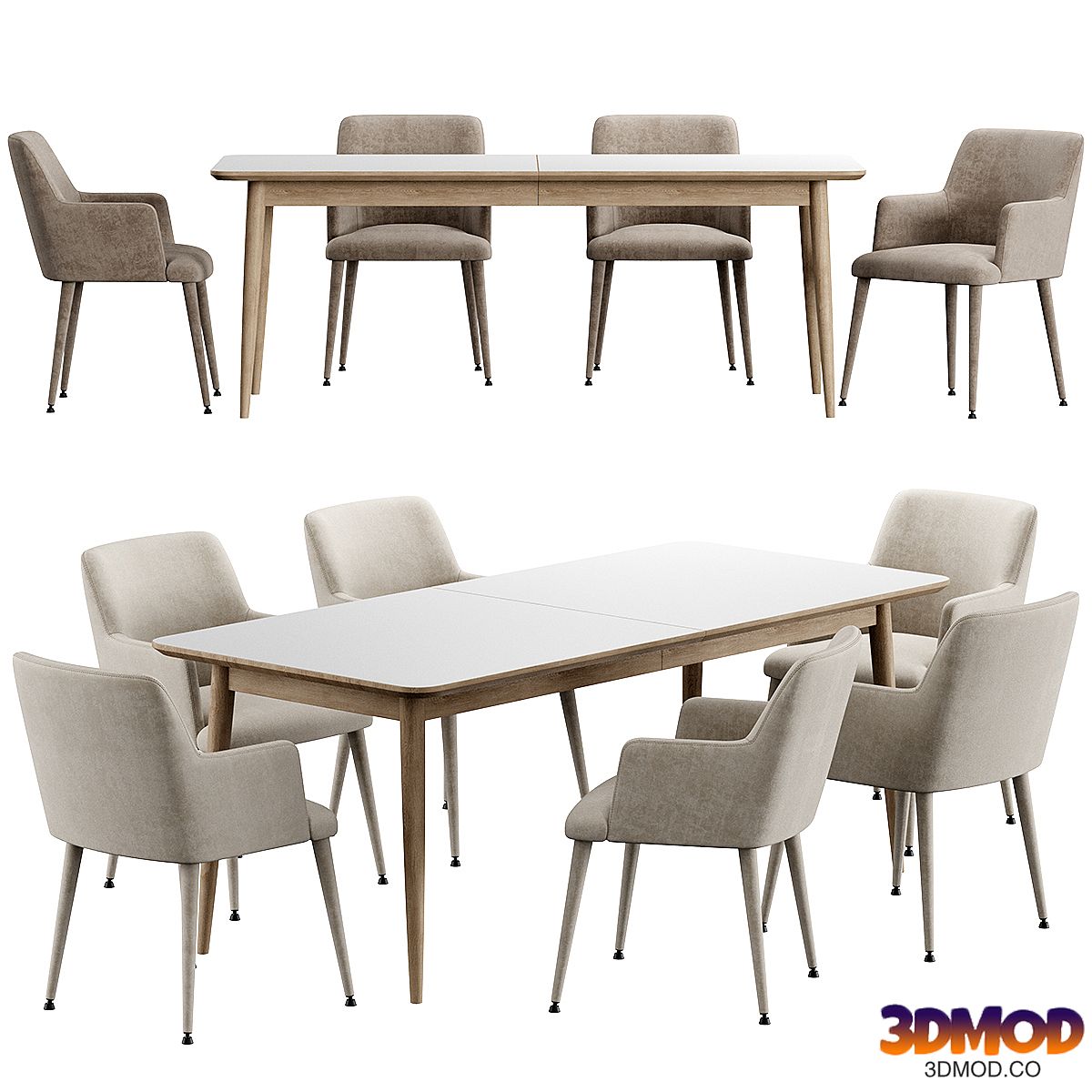 Kemo Konyshev Chair Tate Walnut Extendable Midcentury Dining Table