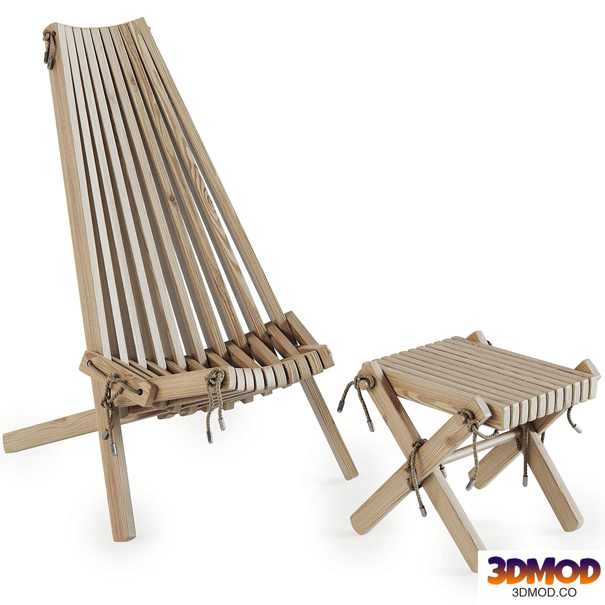 Ribbon Recliner and Ribbon Footstool by Brafab