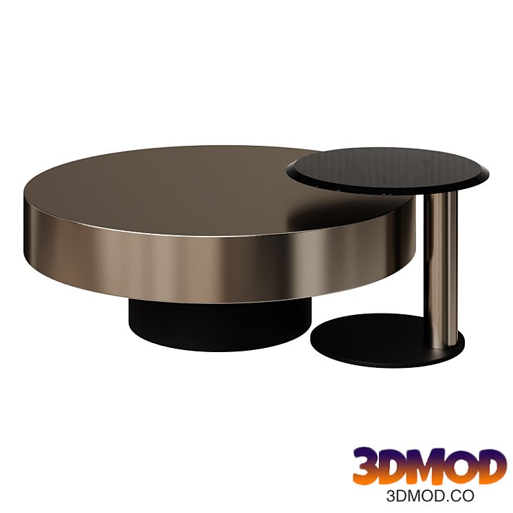 Coffee Table Modern Gold & Black 2-Piece Round Nesting Coffee Table Set with Tempered Glass Top coffee table