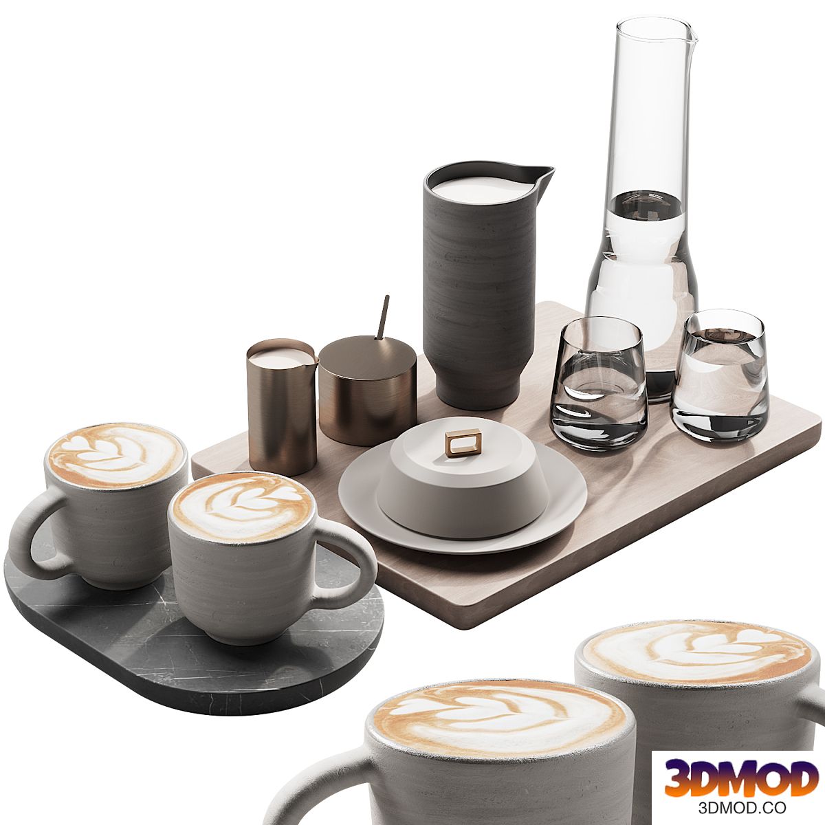 129 eat and drinks decor set 03 coffee and water kit 03