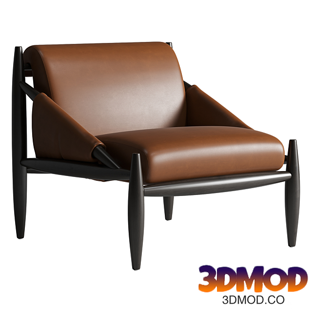 Bastion Leather and Wood Accent Chair