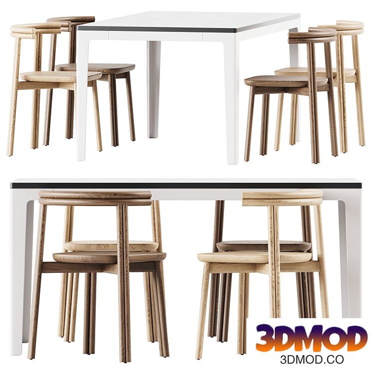 Pop Table Rectangle and Twill Chair by DesignByThem