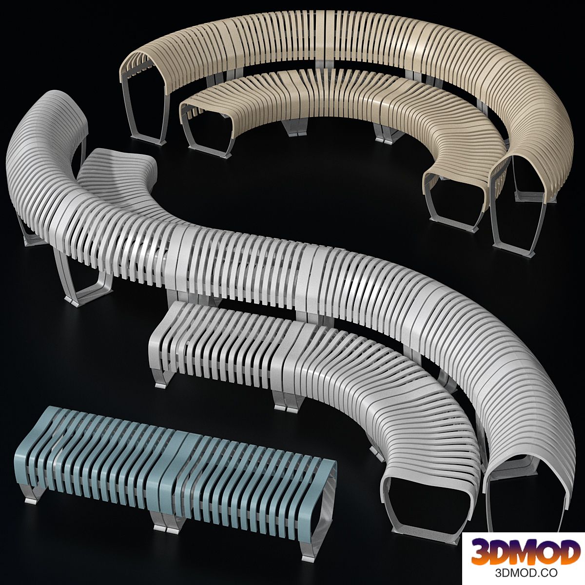 Modular curved and straight bench