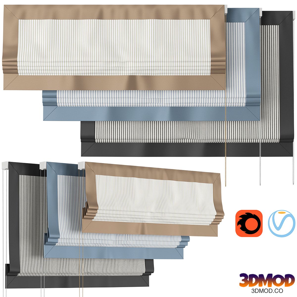 Roman Curtains 185 | Larkbury Curtains | Stripe and Silk