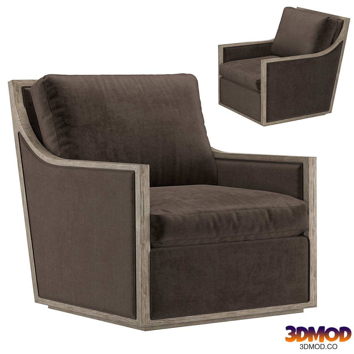 FRENCH CONTEMPORARY SLOPE ARM SWIVEL CHAIR