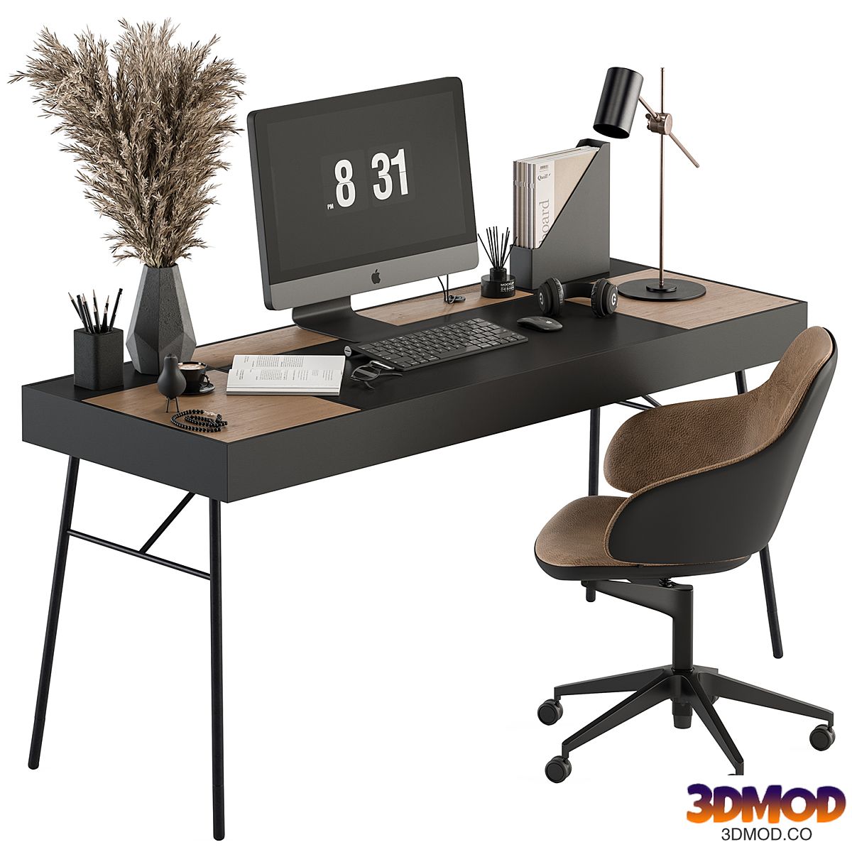 Home Office Black and Wood Table - Office Furniture 296