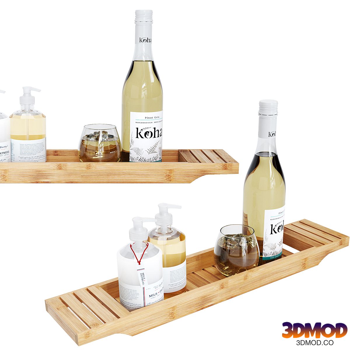 Mind Reader 27in Brown Bamboo Bathtub Caddy Organizer set