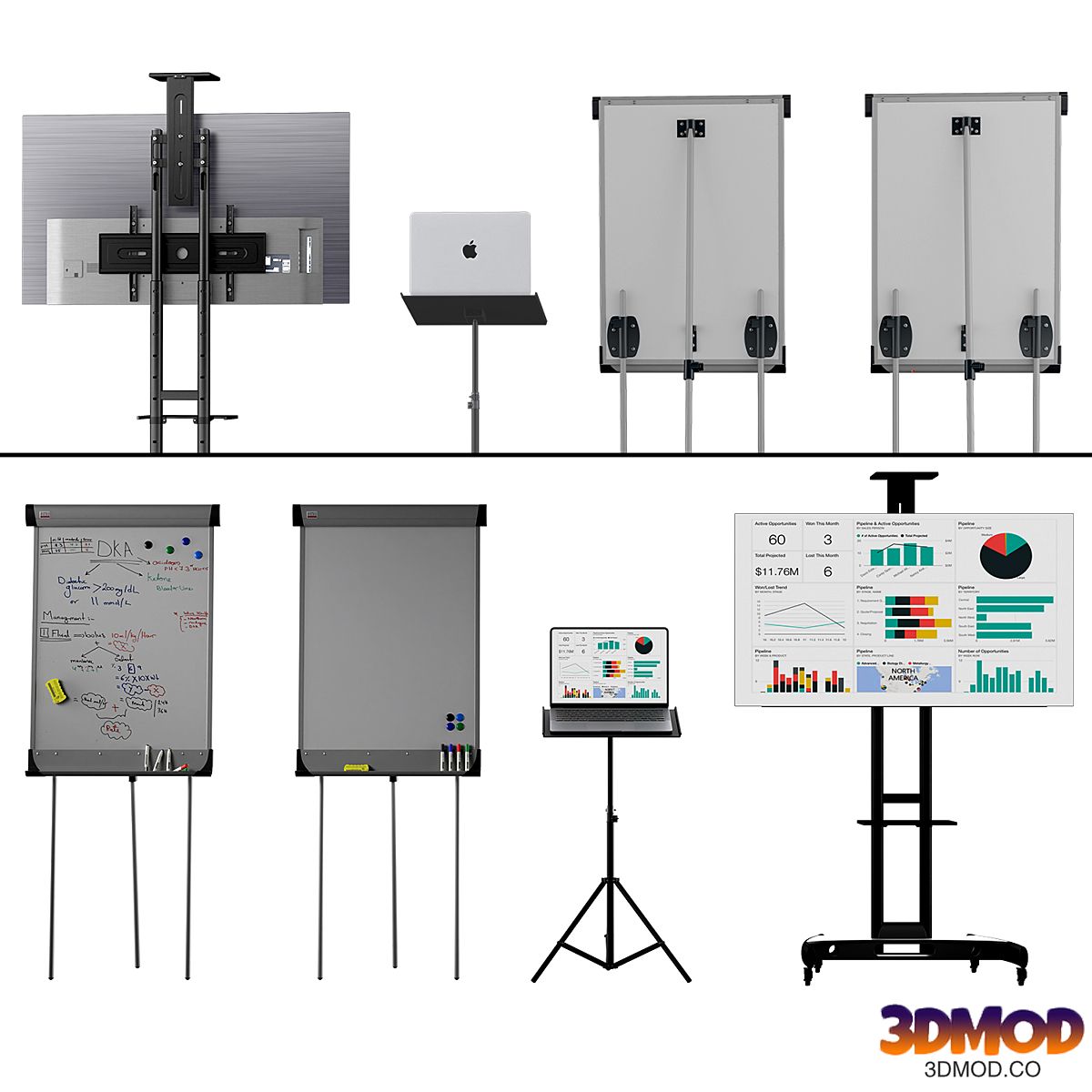 Office presentation set 1// Macbook air 2022 / OLED65CXRLA LG CX 65 4K Smart OLED/Marker board magnetic partition flipchart