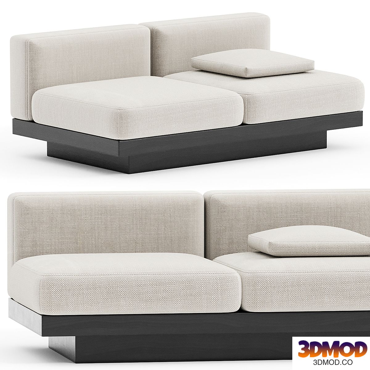 BENCH TWO SEATER BONE - BLACK INDOOR RUDOLPH