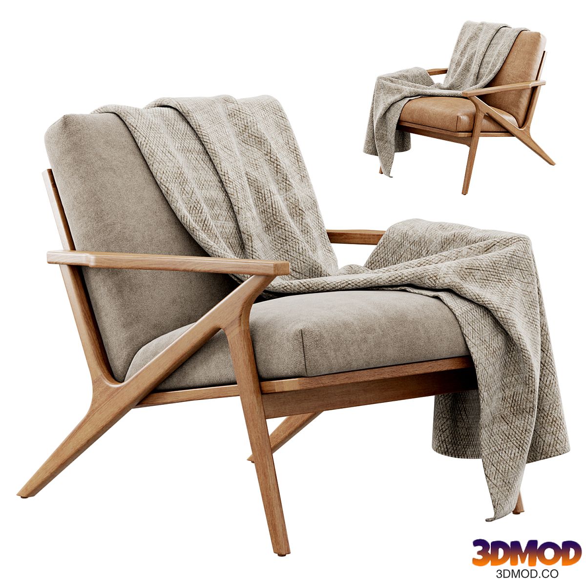 Cavett Wood Frame Armchair by Crate & Barrel