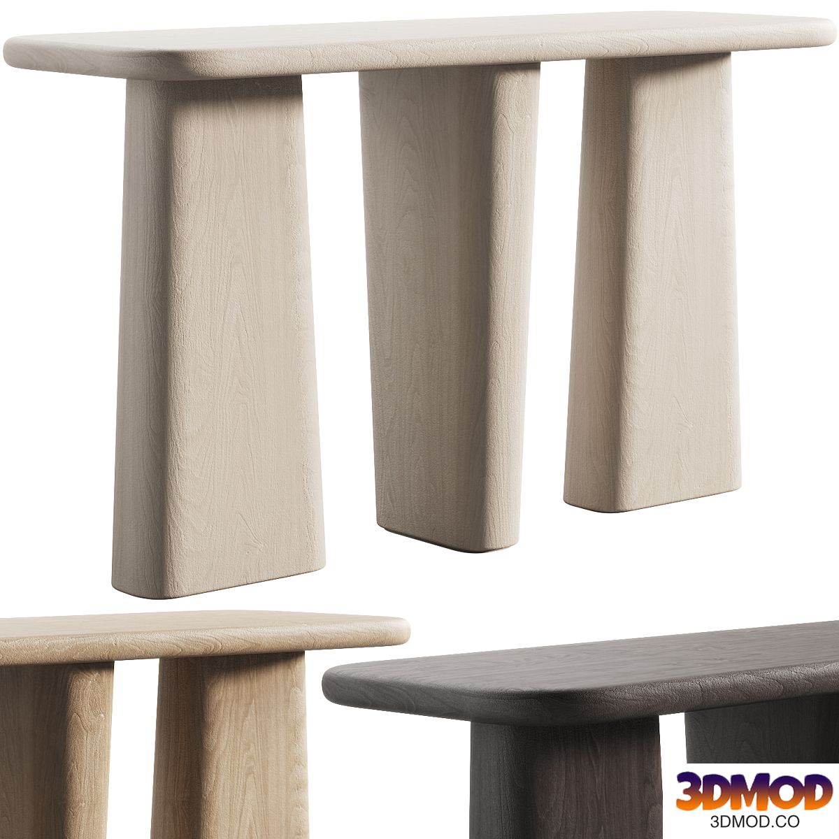 135 Kalle Sculptural Oak Console japandi style 3 colors