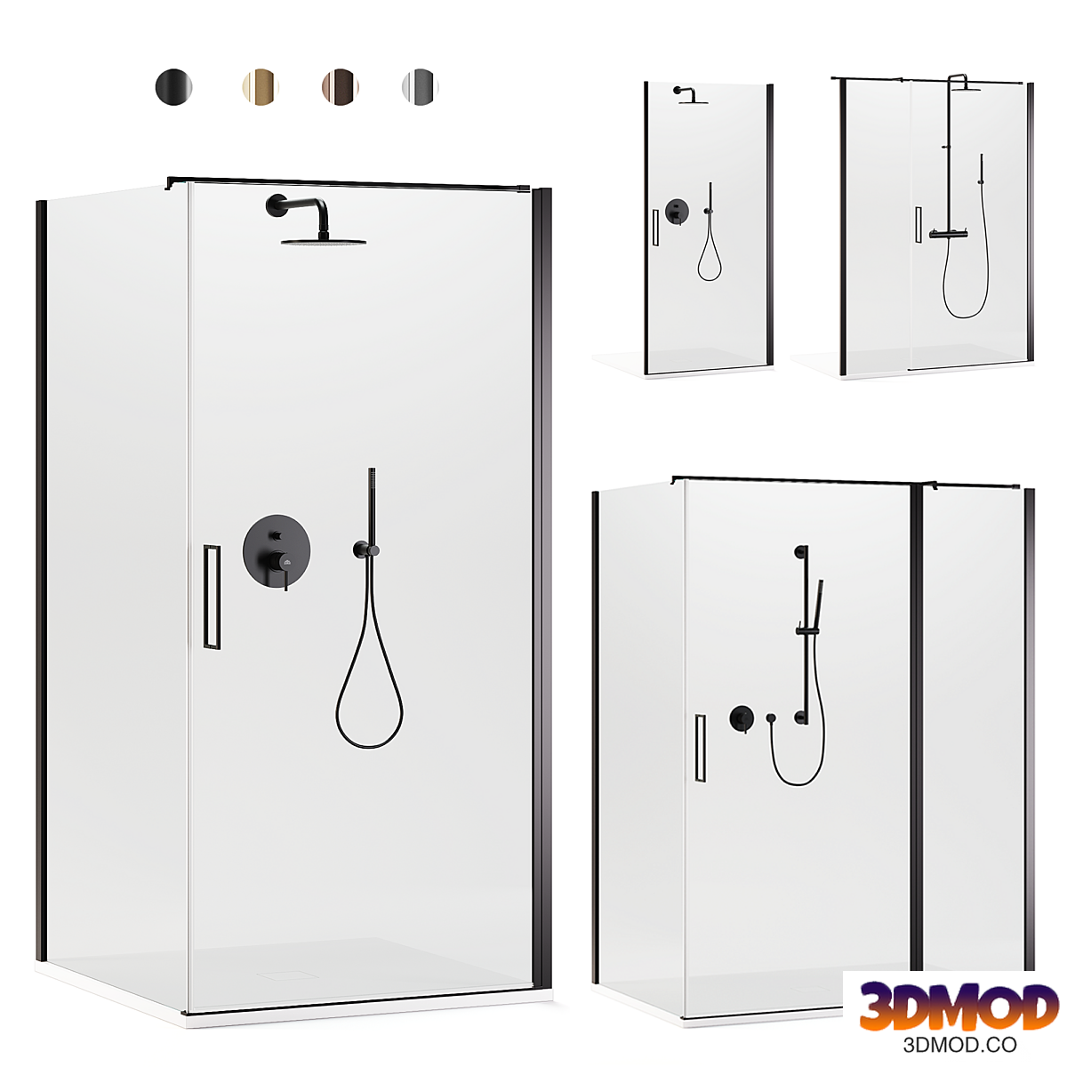 Shower enclosures Arblu Icaro + shower systems Paffoni set 1