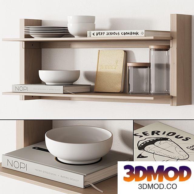 162 kitchen decor set accessories 05 dishes and books 01