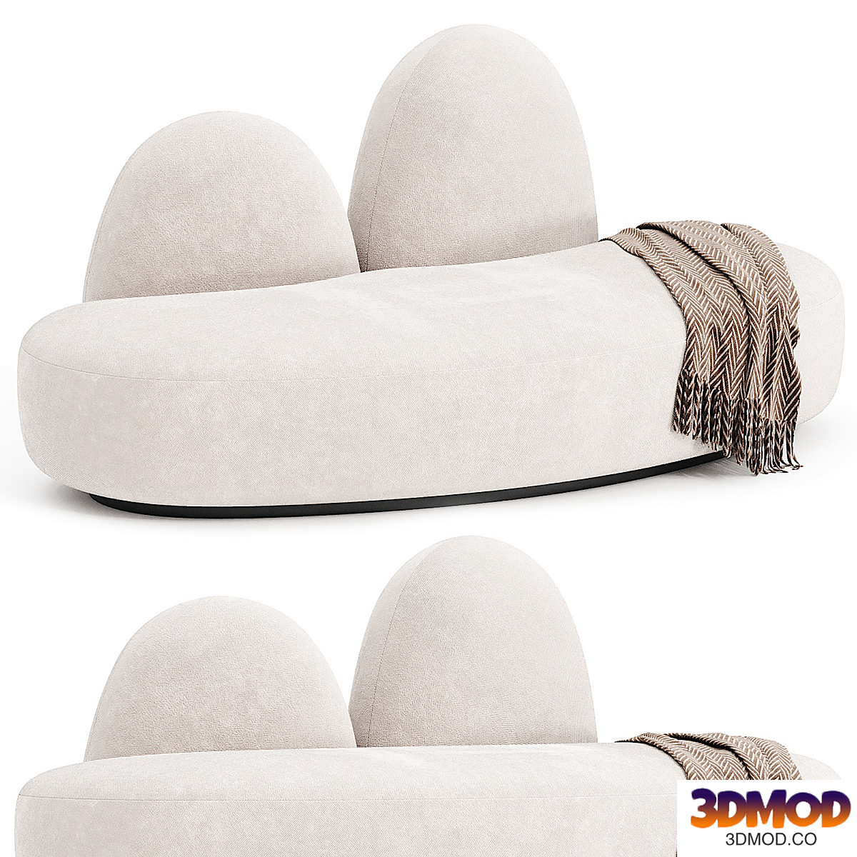 LAGU FUYU Curved 2 seater fabric sofa