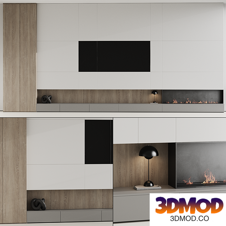 TV wall with fireplace 07