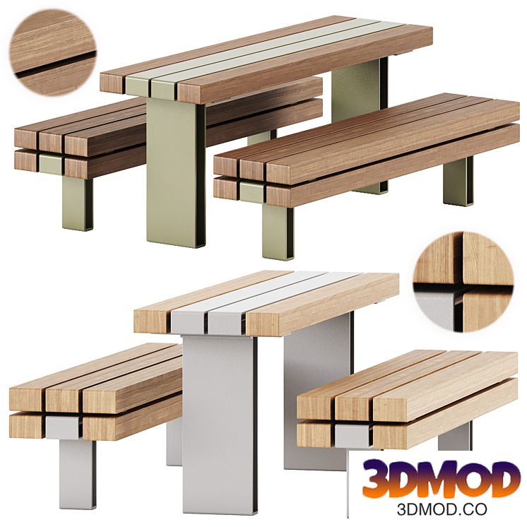 KONG Outdoor Sectional Bench and Table by Vestre