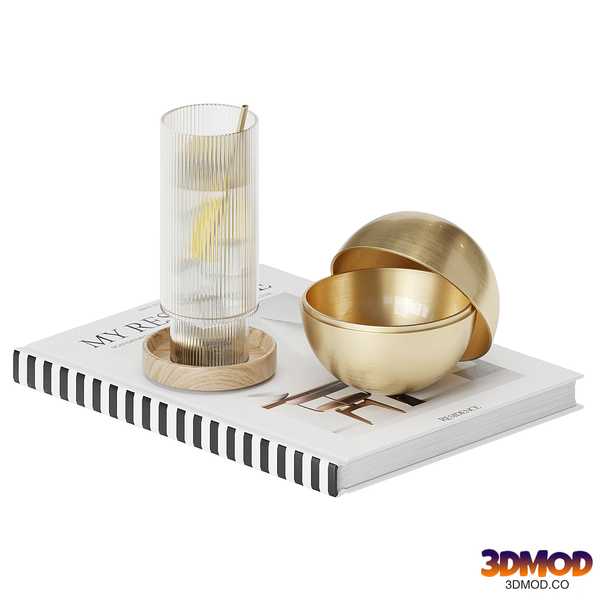 Decorative Set Glass And Book