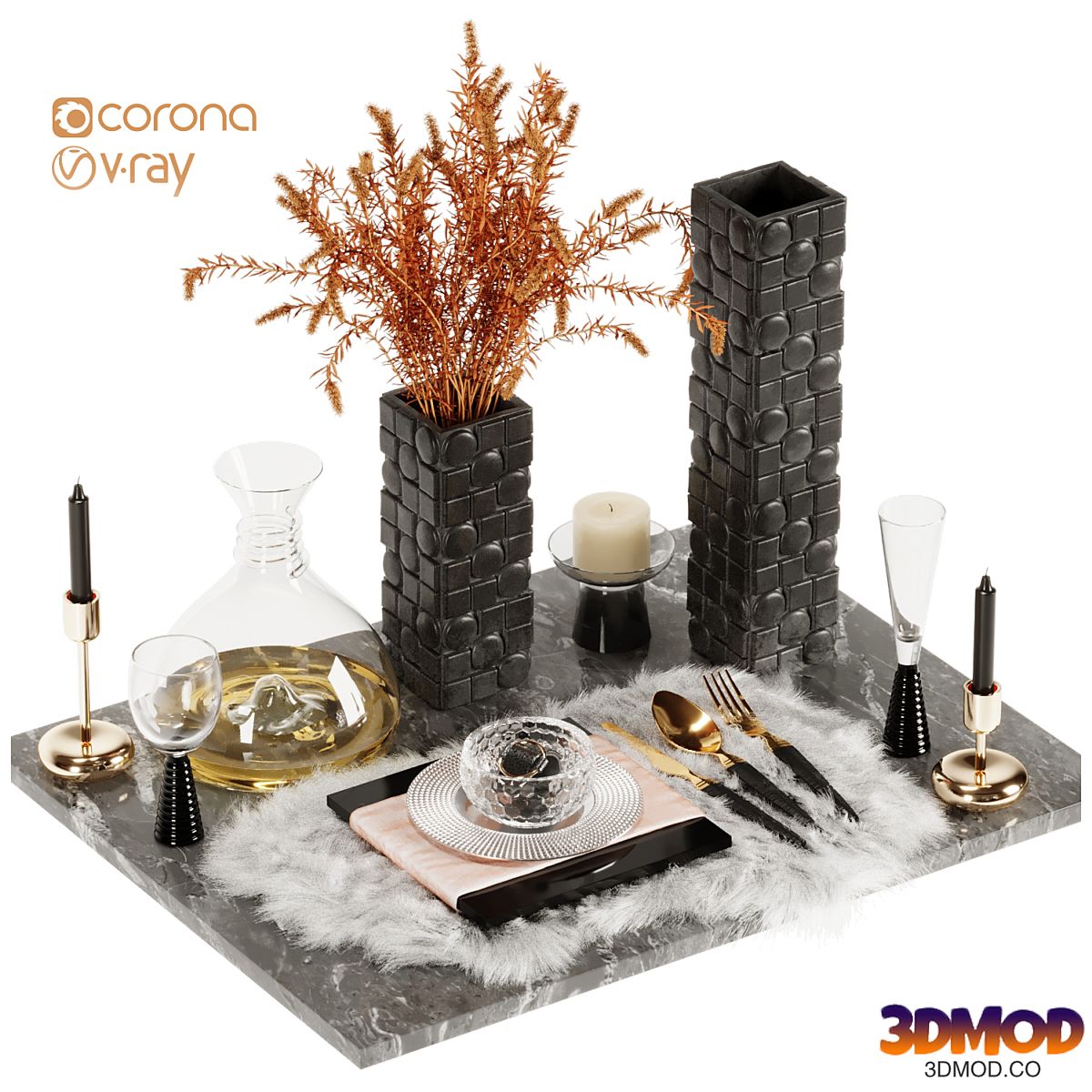 Luxury Fur Place Mat Dinner Table