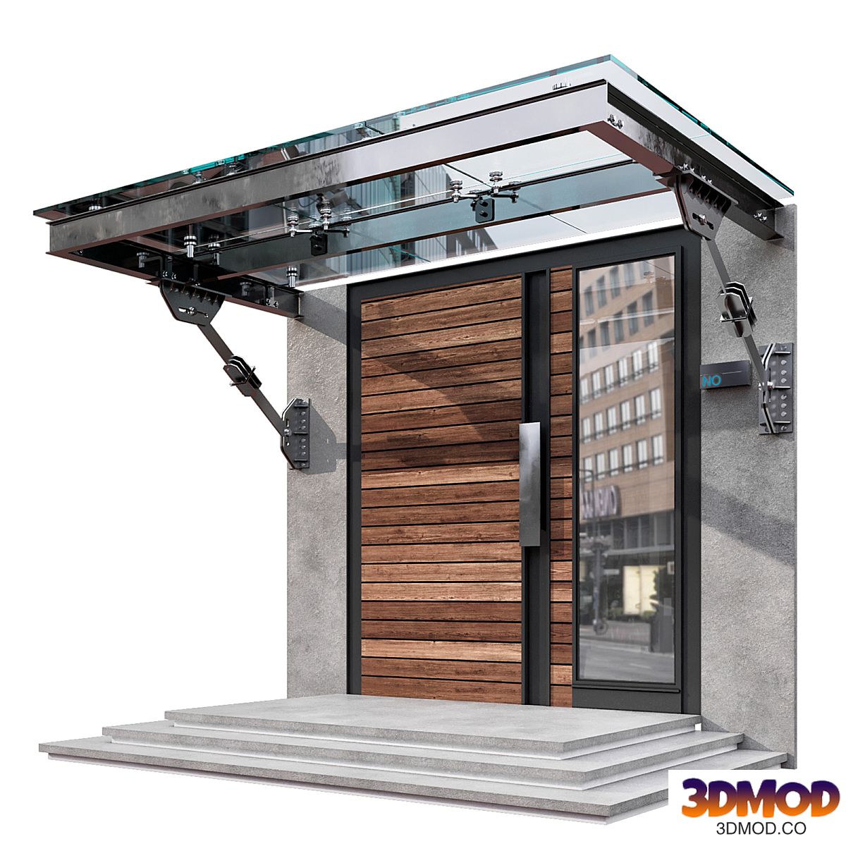 MODERN ENTRANCE WITH GLASS CANOPY NO3