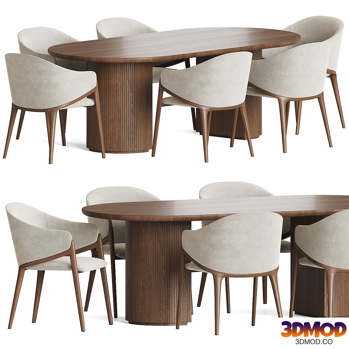 Angelcerda Chair Moon Table Dining Set