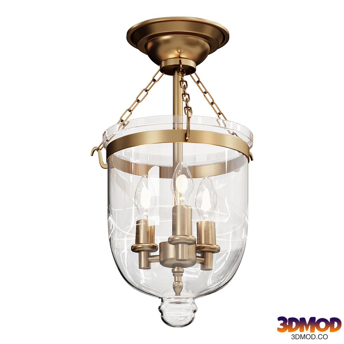 Chandelier MINI SMOKEBELL SEMI-FLUSH CEILING LANTERN SKU FM10011 AB lamp