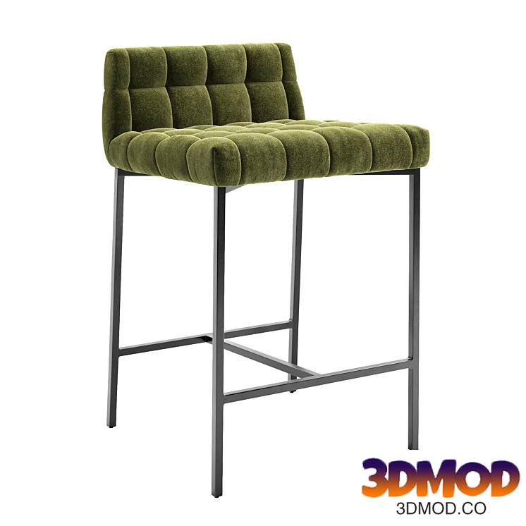 CB2 Gabe Pesto Tufted Low Back Counter Stool