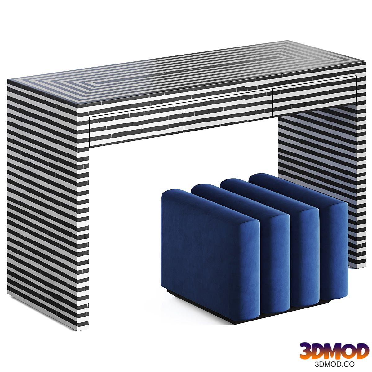 Black&white Indian Bone Inlay table by Loft concept