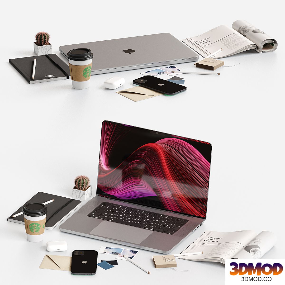 Decorative set on the desktop
