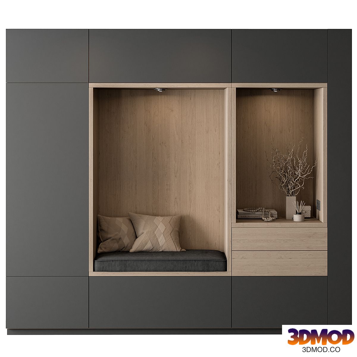 Hallway 45 - Gray and Wood Entrance