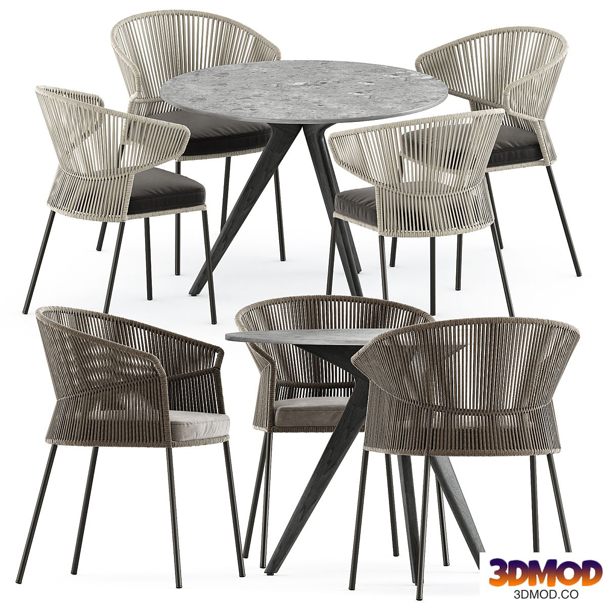 Ola 923 P-IMP and Ola 923/P chairs by Potocco and Teak nero table CF 100 by manutti