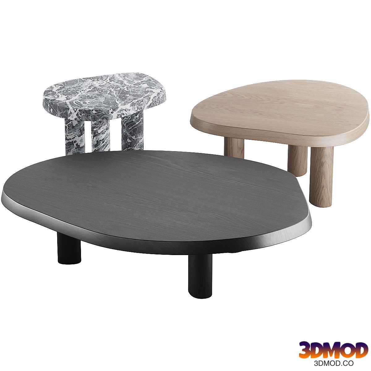 013 L Series Marble Wood Coffee Table