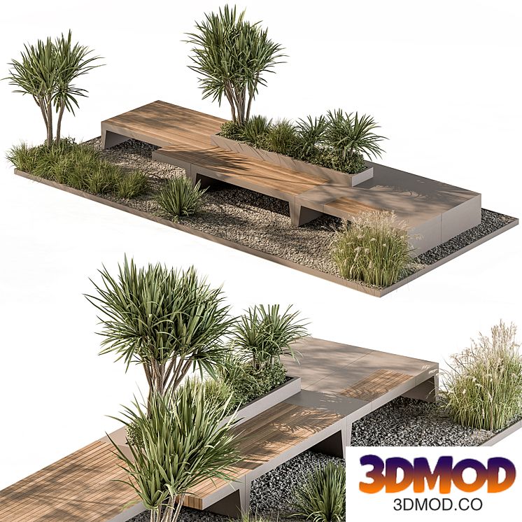 Urban Furniture Bench with Plants Set 42