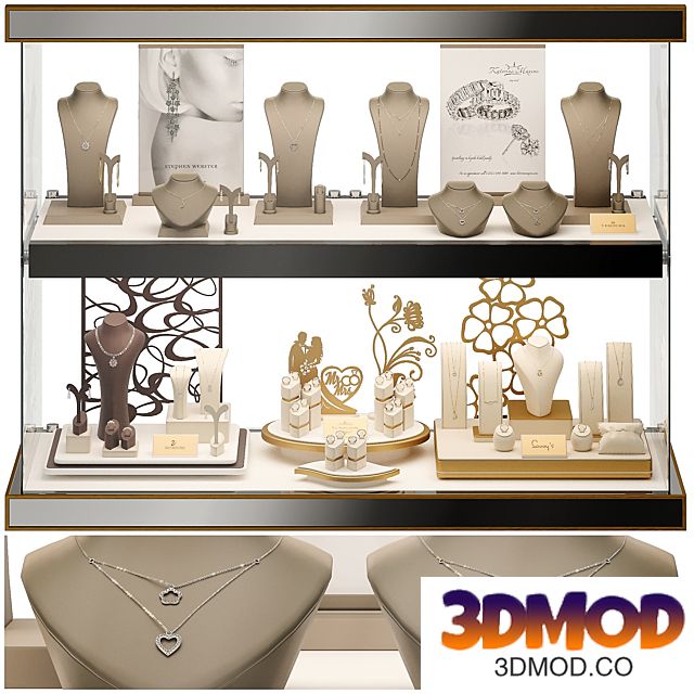 Jewelry showcase for a store. Jewelry stand. Display