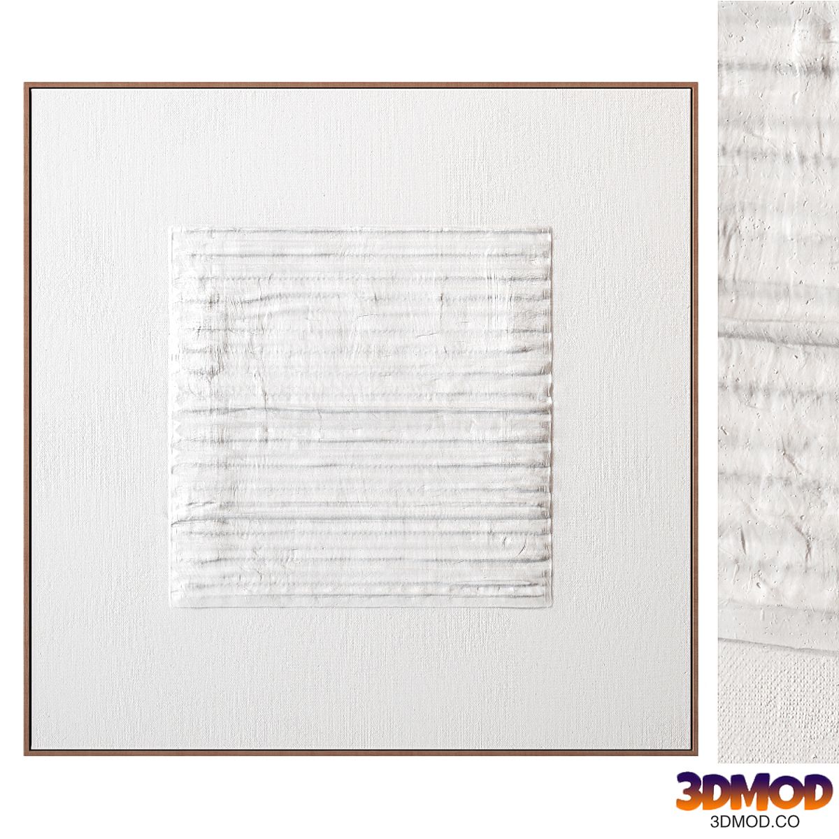 Wall textured plaster artwork in a frame