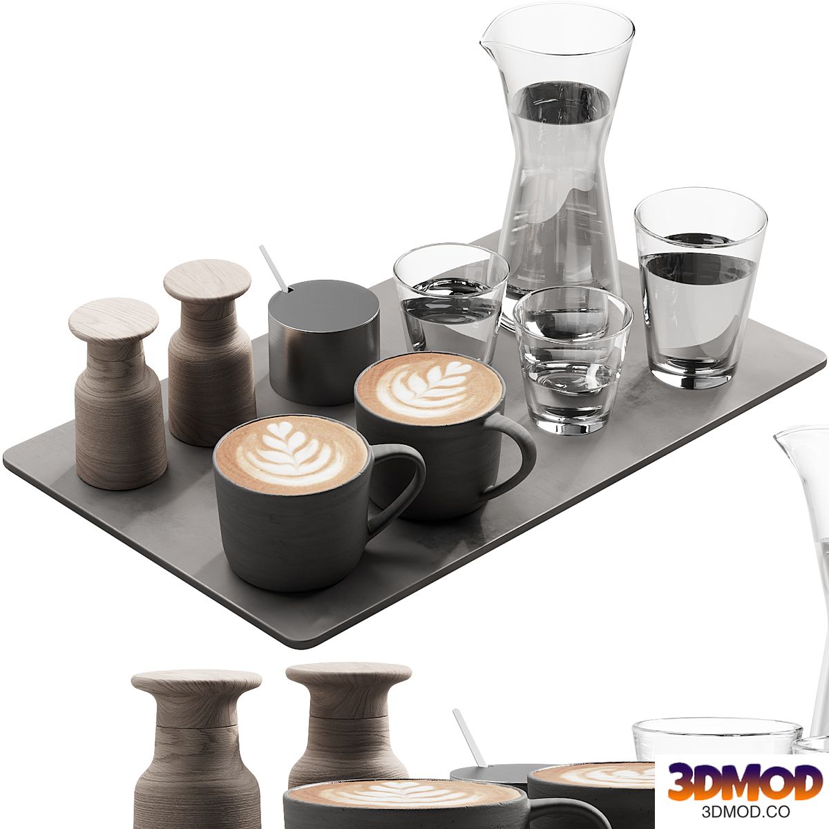 134 eat and drinks decor set 04 coffee and water 04