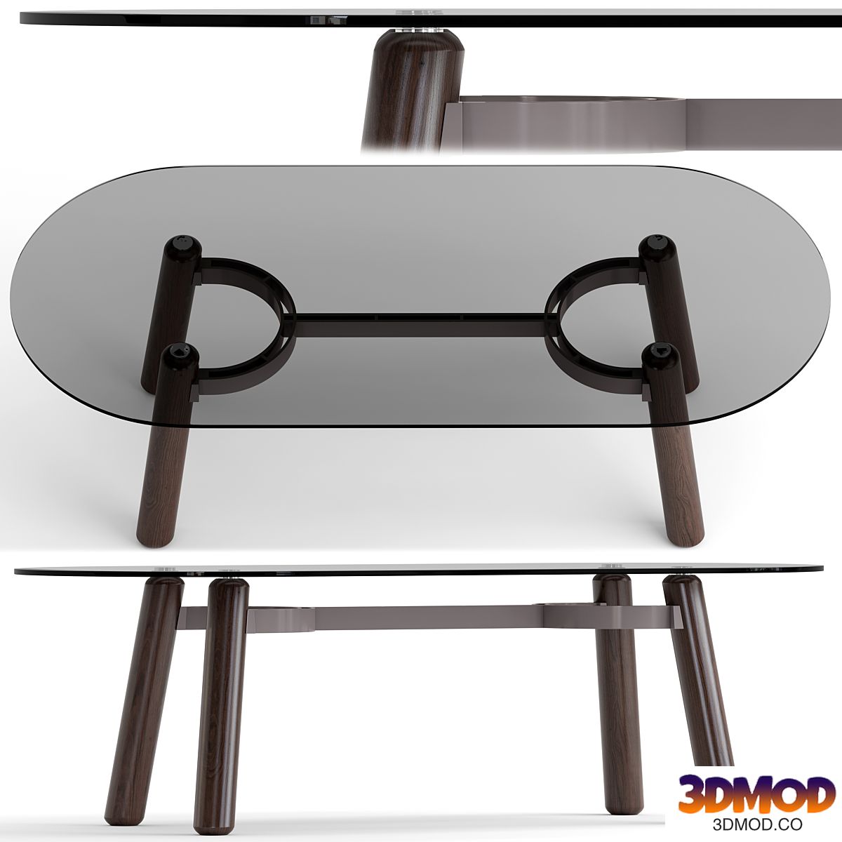 ARCO_wood and glass dining table