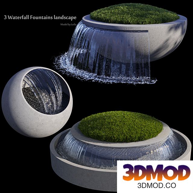 3 Waterfall Fountains Landscape