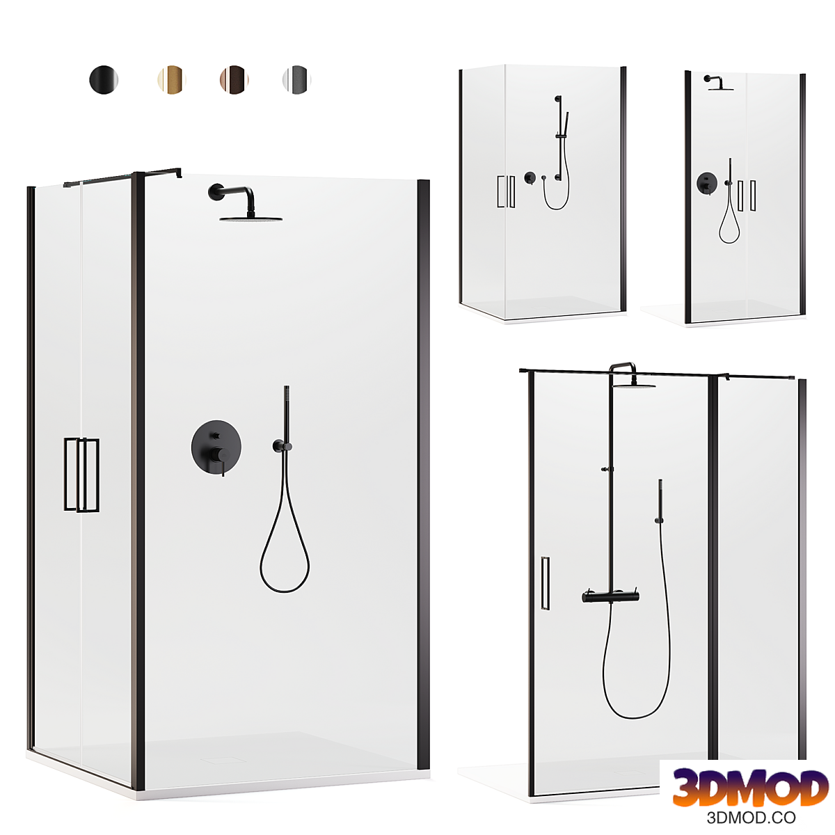 Arblu Icaro shower enclosures + Paffoni set 2 shower systems