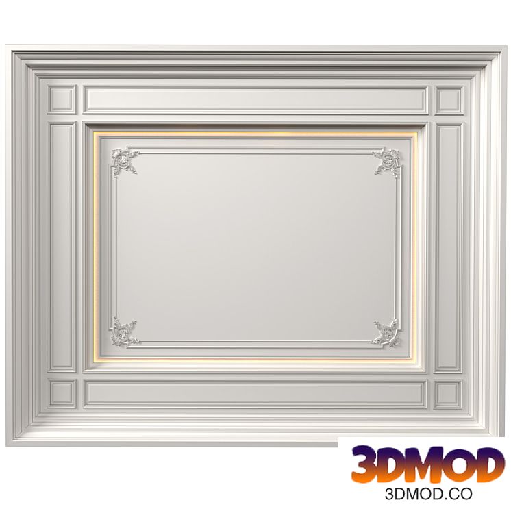 Art Deco coffered illuminated ceiling.Modern coffered illuminated ceiling