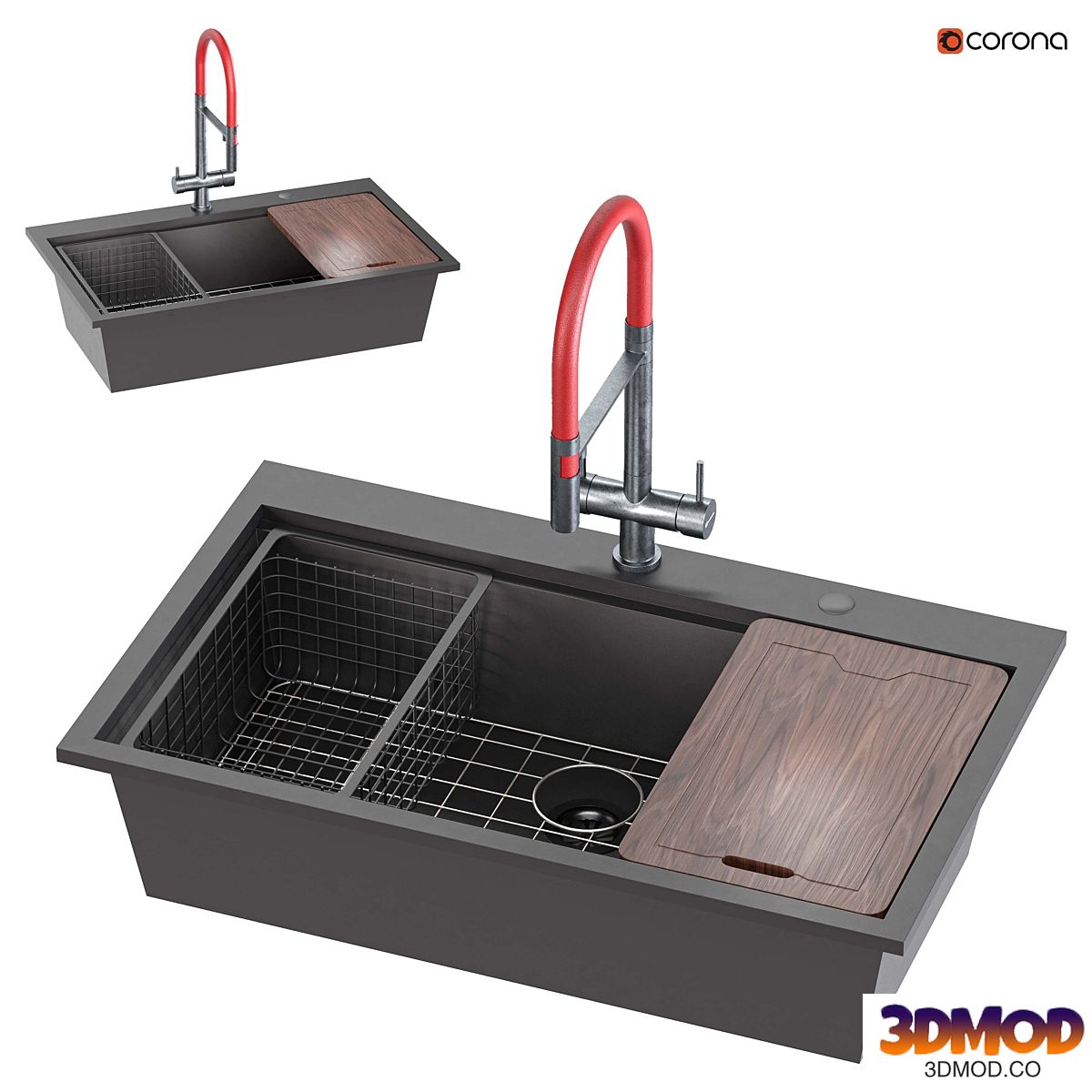 Doirteal 33 inch Drop in Black Farmhouse Sink