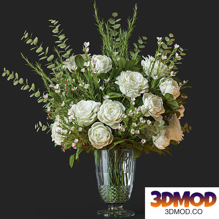 Flower Set 042 white rose wax flower