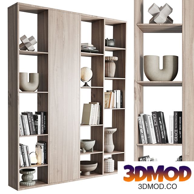 wooden Shelves Decorative With vase and Book