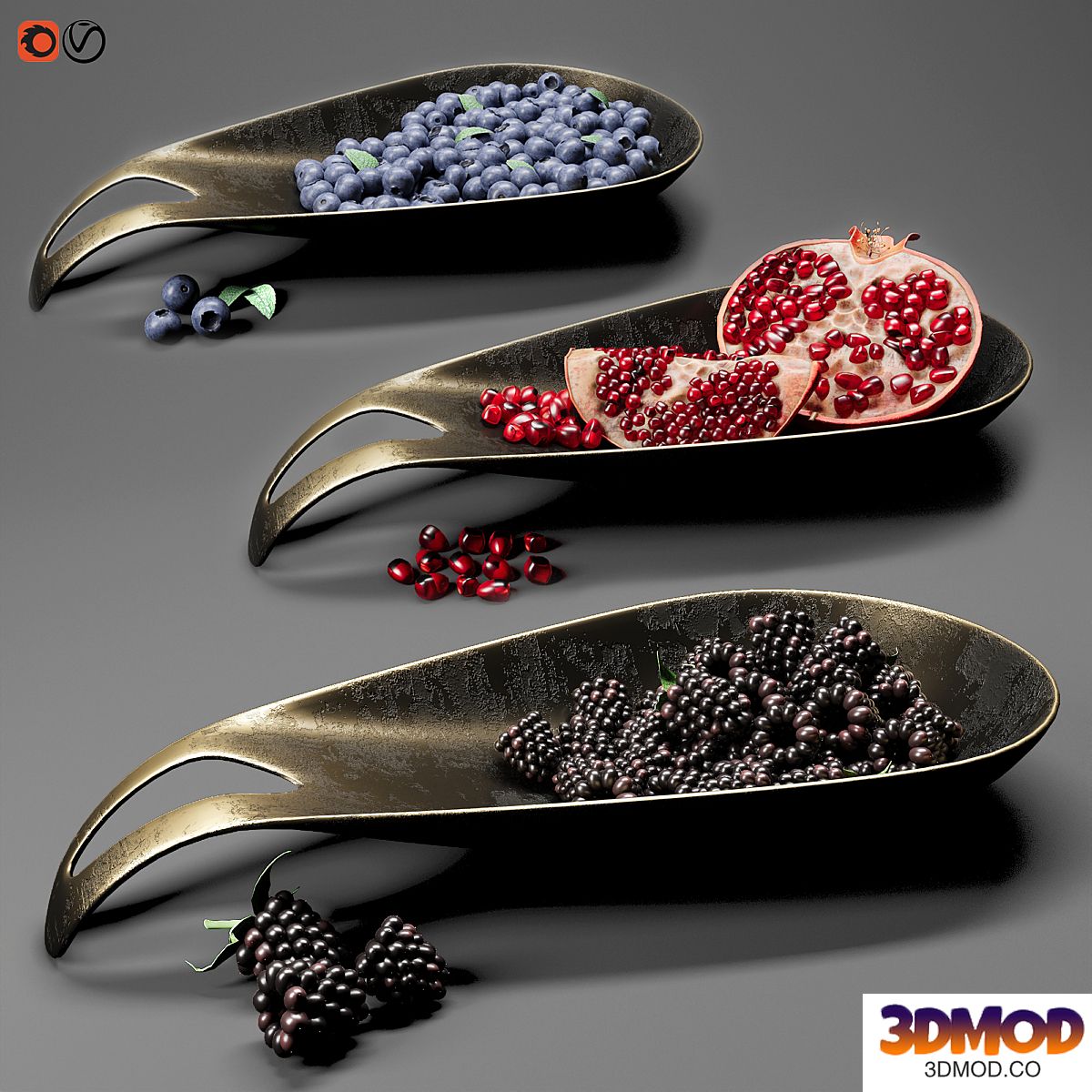 Dish with berries and fruits