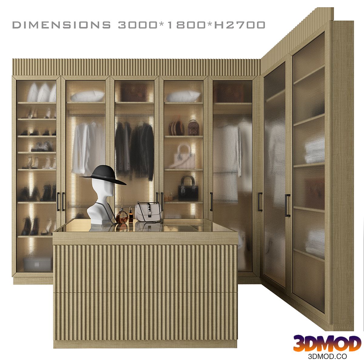 Corner dressing room with an island_3