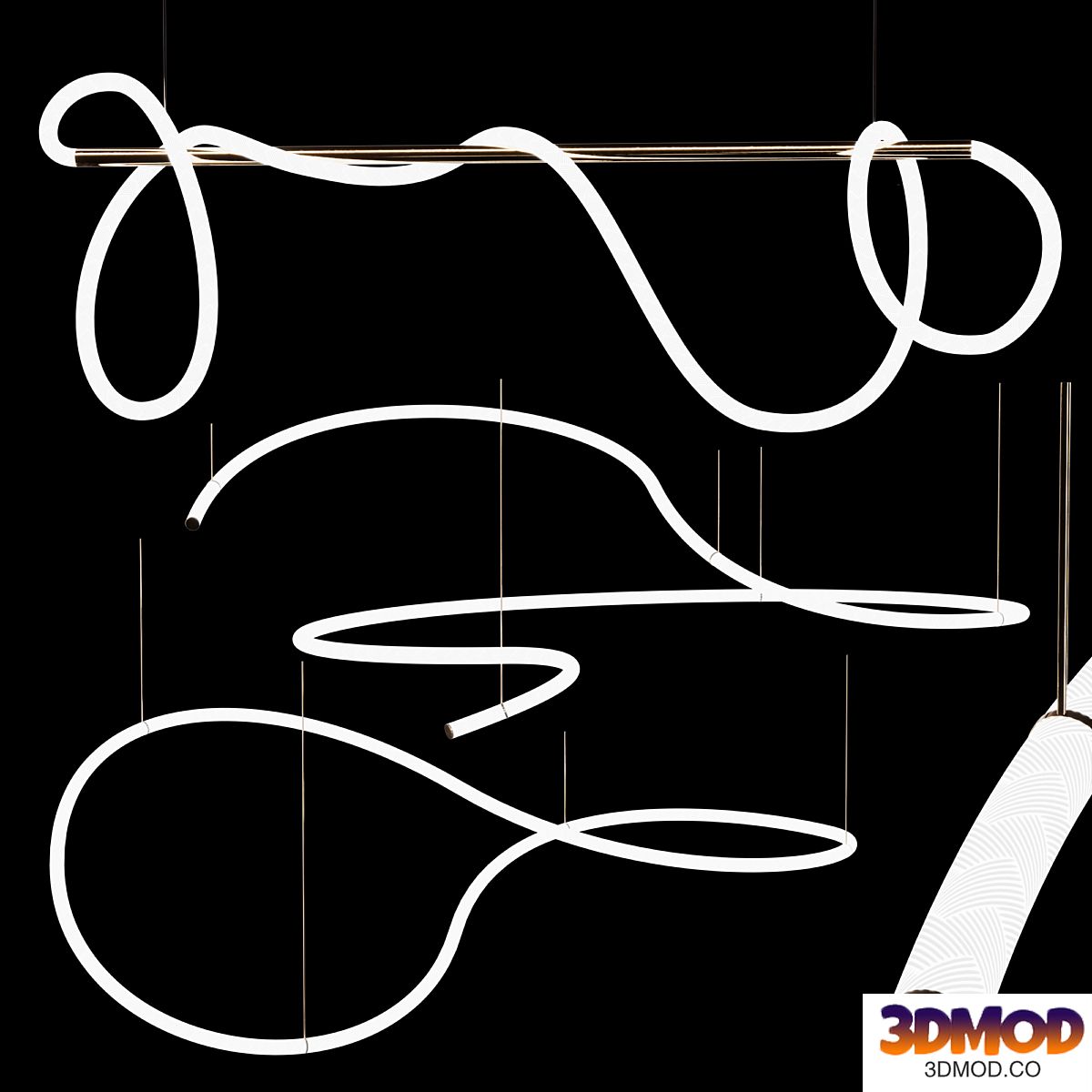 3 LED pendant lamps (OPAL SHAPE_SQUIGGLE H4_SQUIGGLE H5)| 3lights |
