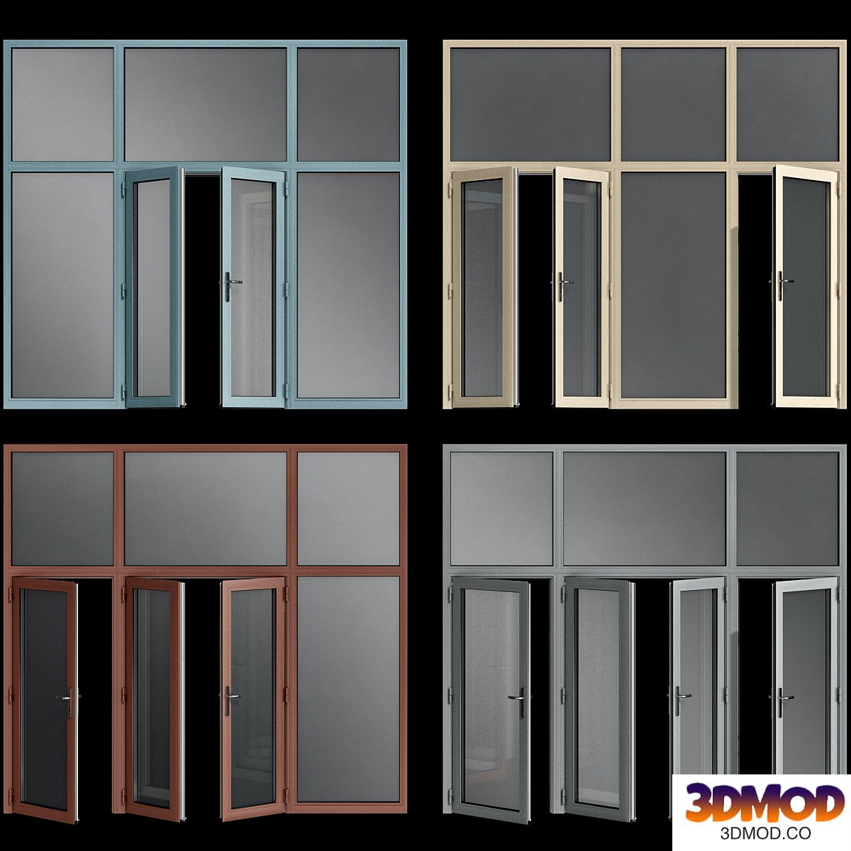 Stained aluminum doors
