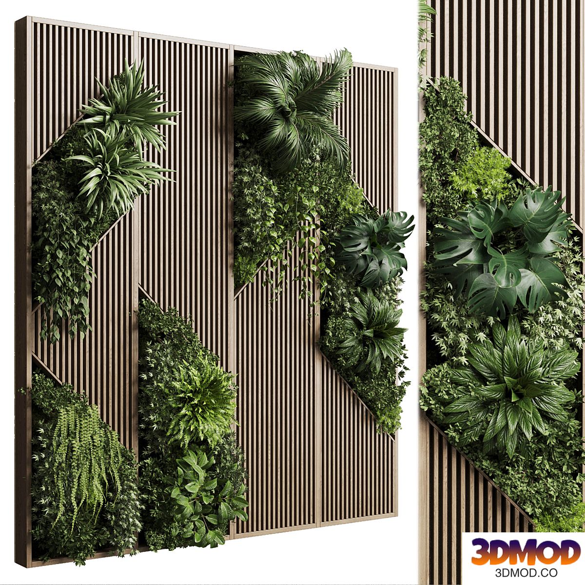 Vertical Wall Garden With Wooden frame - collection of houseplants indoor 41