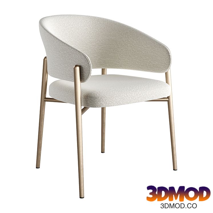 LINDA Upholstered Fabric Chair With Armrests by Marelli