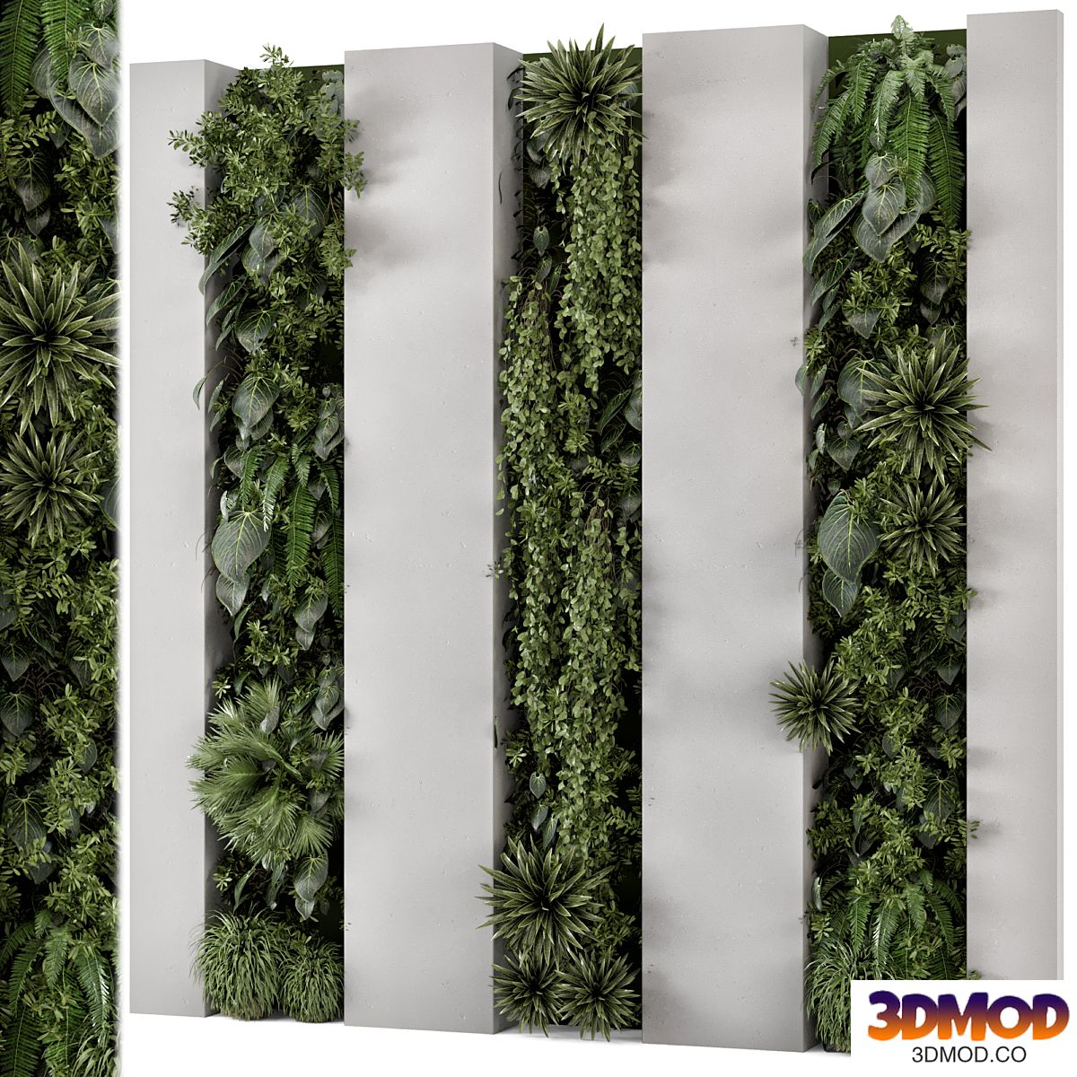 Indoor Wall Vertical Garden in Concrete Base - Set 930